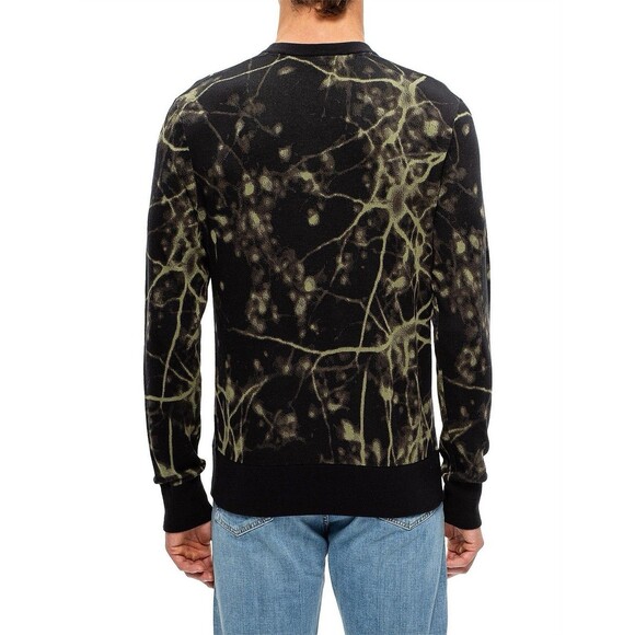 Rag & Bone Black Green Cotton Abstract Bleach Print Pullover Crewneck Sweater - Picture 2 of 10